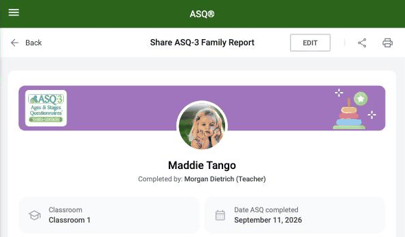 Family Report header